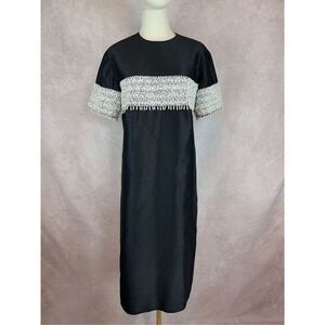 Vintage Mod 1960s Shift Dress Heavily Beaded Party Gown